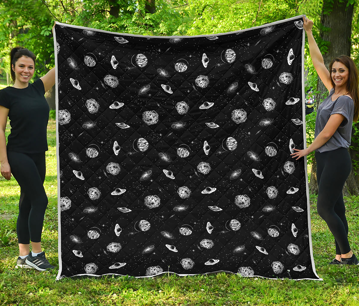 Black And White UFO Pattern Print Quilt