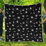 Black And White UFO Pattern Print Quilt