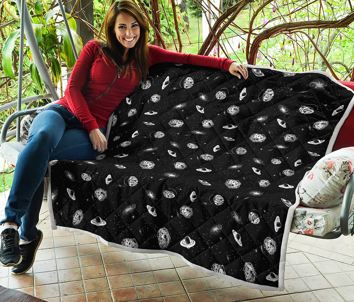 Black And White UFO Pattern Print Quilt