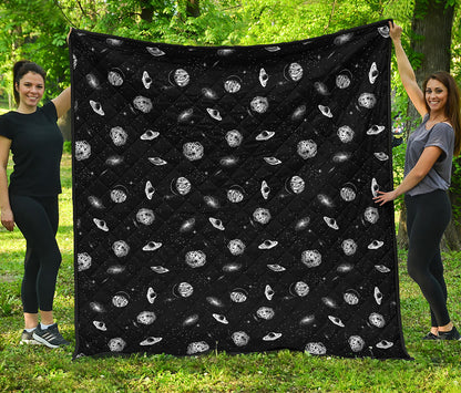 Black And White UFO Pattern Print Quilt