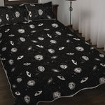 Black And White UFO Pattern Print Quilt Bed Set