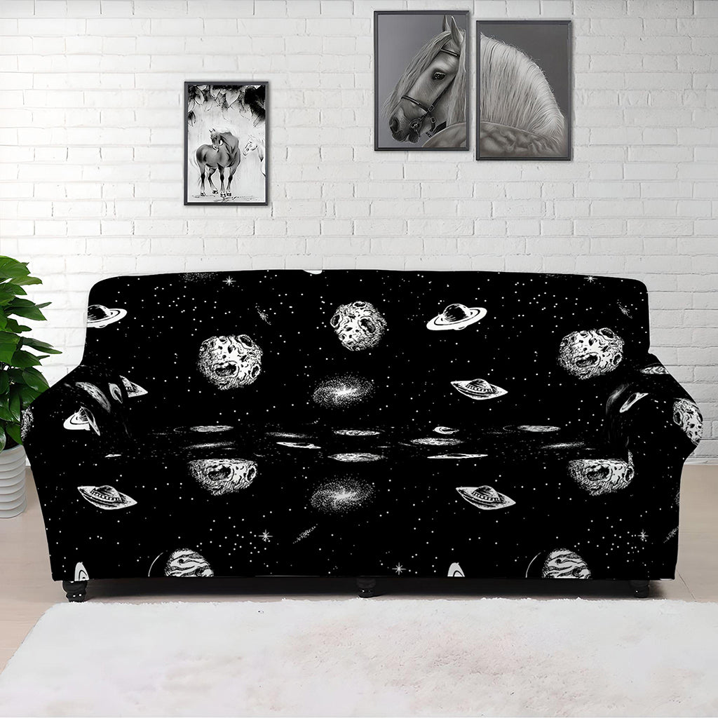 Black And White UFO Pattern Print Sofa Cover