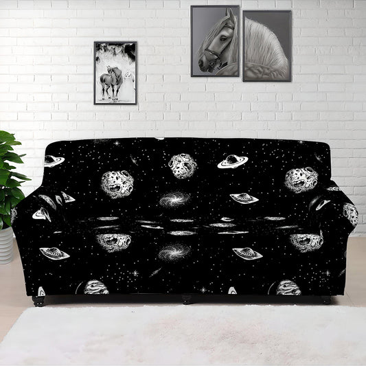 Black And White UFO Pattern Print Sofa Cover