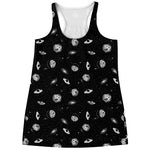 Black And White UFO Pattern Print Women's Racerback Tank Top