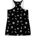 Black And White UFO Pattern Print Women's Racerback Tank Top