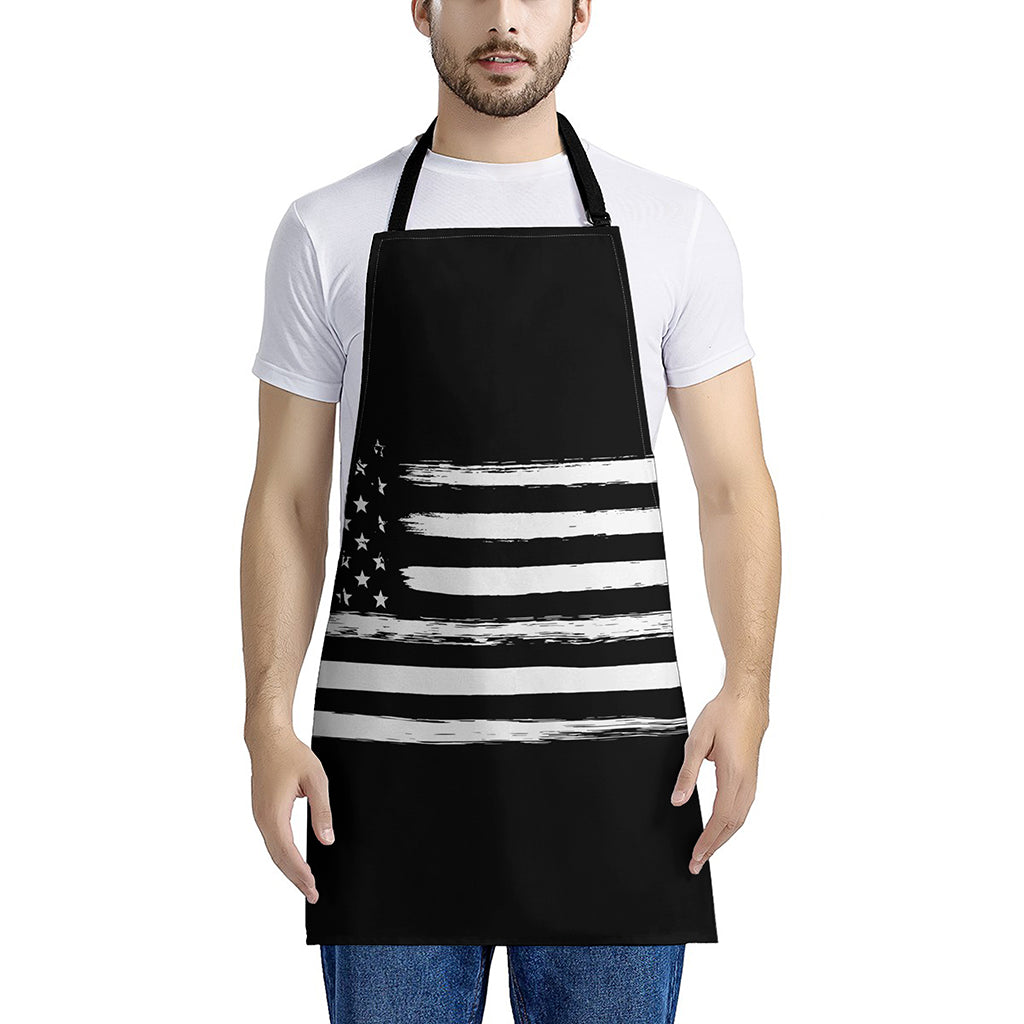 Black And White USA Flag Print Apron