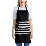 Black And White USA Flag Print Apron