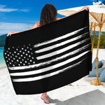 Black And White USA Flag Print Beach Sarong Wrap
