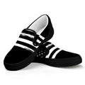 Black And White USA Flag Print Black Slip On Sneakers
