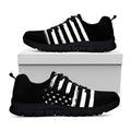 Black And White USA Flag Print Black Running Shoes