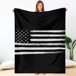 Black And White USA Flag Print Blanket