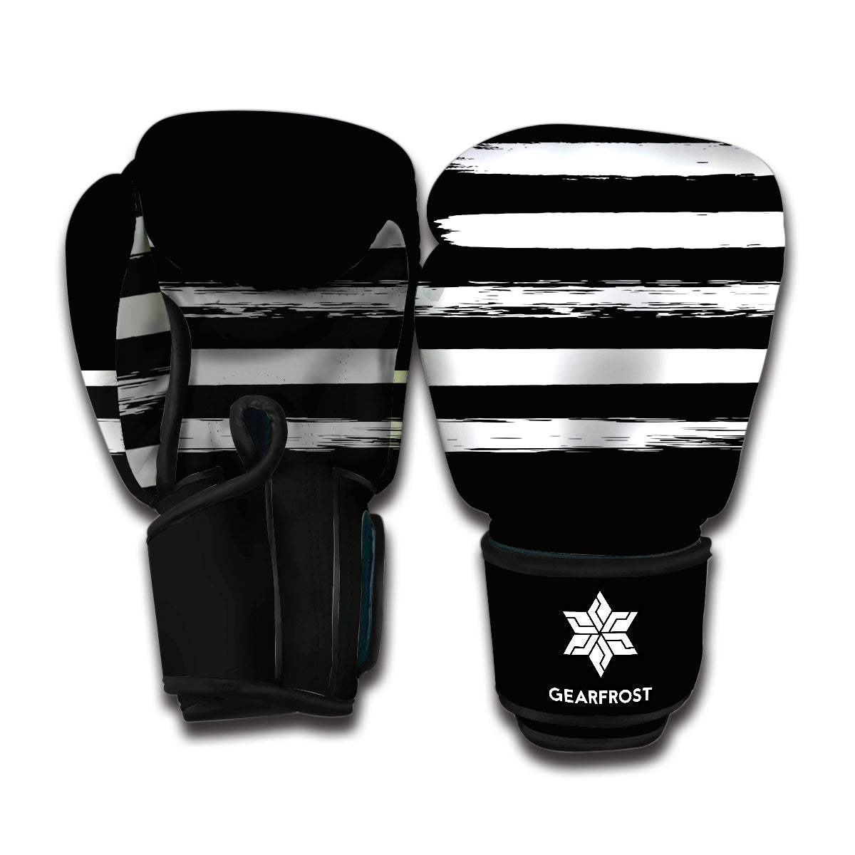 Black And White USA Flag Print Boxing Gloves
