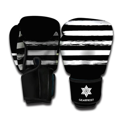 Black And White USA Flag Print Boxing Gloves