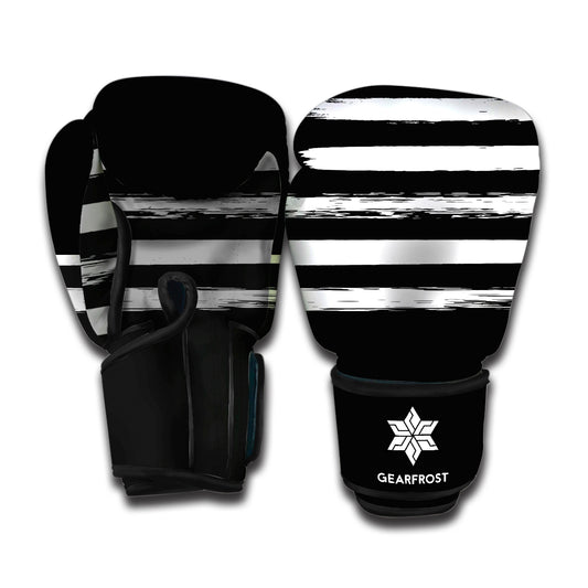 Black And White USA Flag Print Boxing Gloves