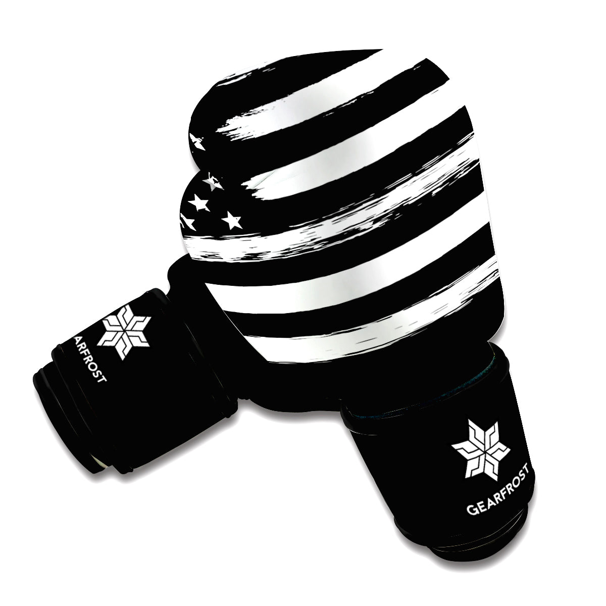 Black And White USA Flag Print Boxing Gloves