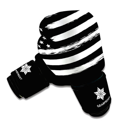 Black And White USA Flag Print Boxing Gloves