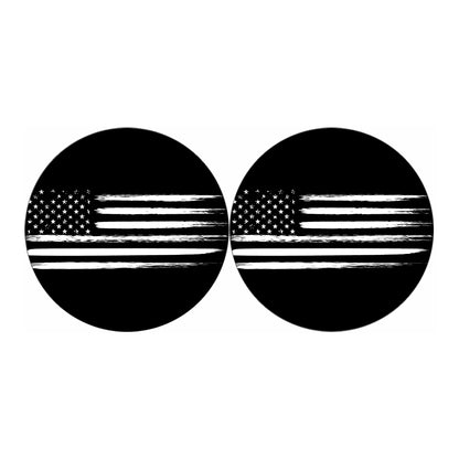 Black And White USA Flag Print Car Coasters