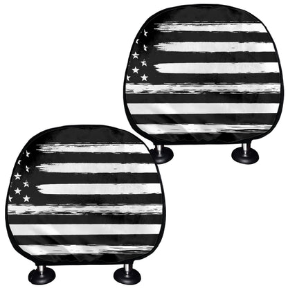 Black And White USA Flag Print Car Headrest Covers