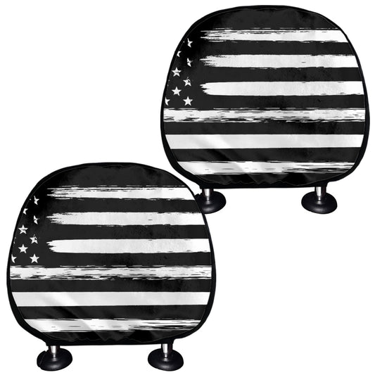 Black And White USA Flag Print Car Headrest Covers