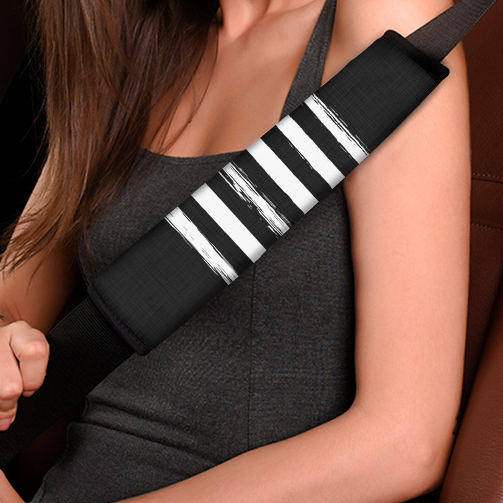 Black And White USA Flag Print Car Seat Belt Covers