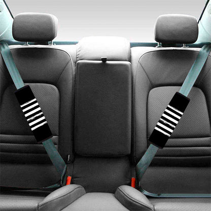 Black And White USA Flag Print Car Seat Belt Covers