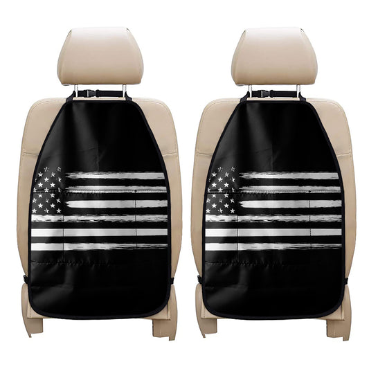 Black And White USA Flag Print Car Seat Organizers