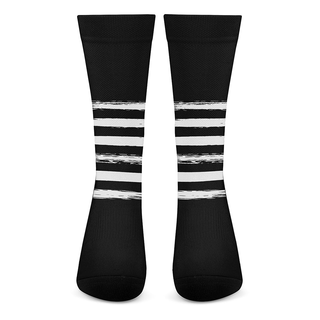 Black And White USA Flag Print Crew Socks