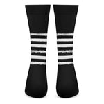 Black And White USA Flag Print Crew Socks