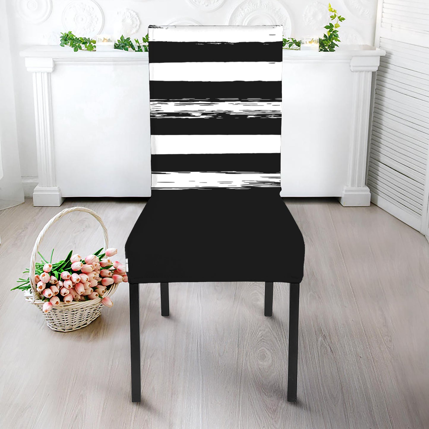 Black And White USA Flag Print Dining Chair Slipcover