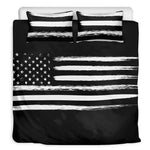 Black And White USA Flag Print Duvet Cover Bedding Set
