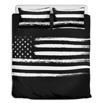 Black And White USA Flag Print Duvet Cover Bedding Set