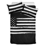 Black And White USA Flag Print Duvet Cover Bedding Set