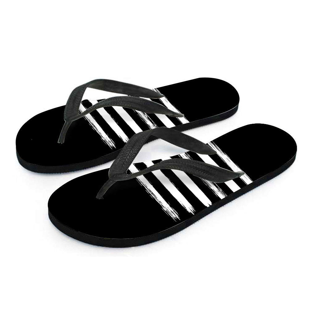 Black And White USA Flag Print Flip Flops