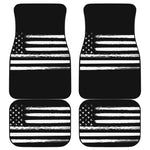 Black And White USA Flag Print Front and Back Car Floor Mats