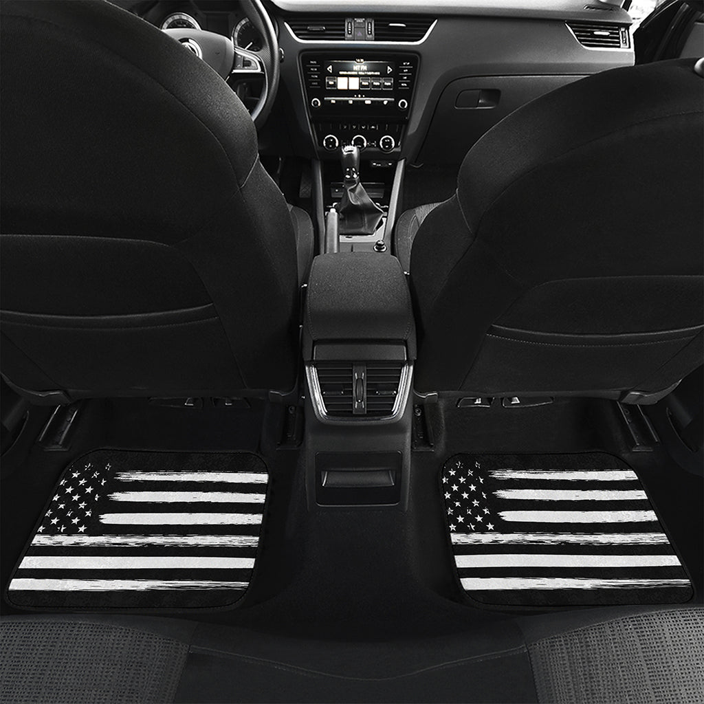 Black And White USA Flag Print Front and Back Car Floor Mats