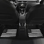 Black And White USA Flag Print Front and Back Car Floor Mats