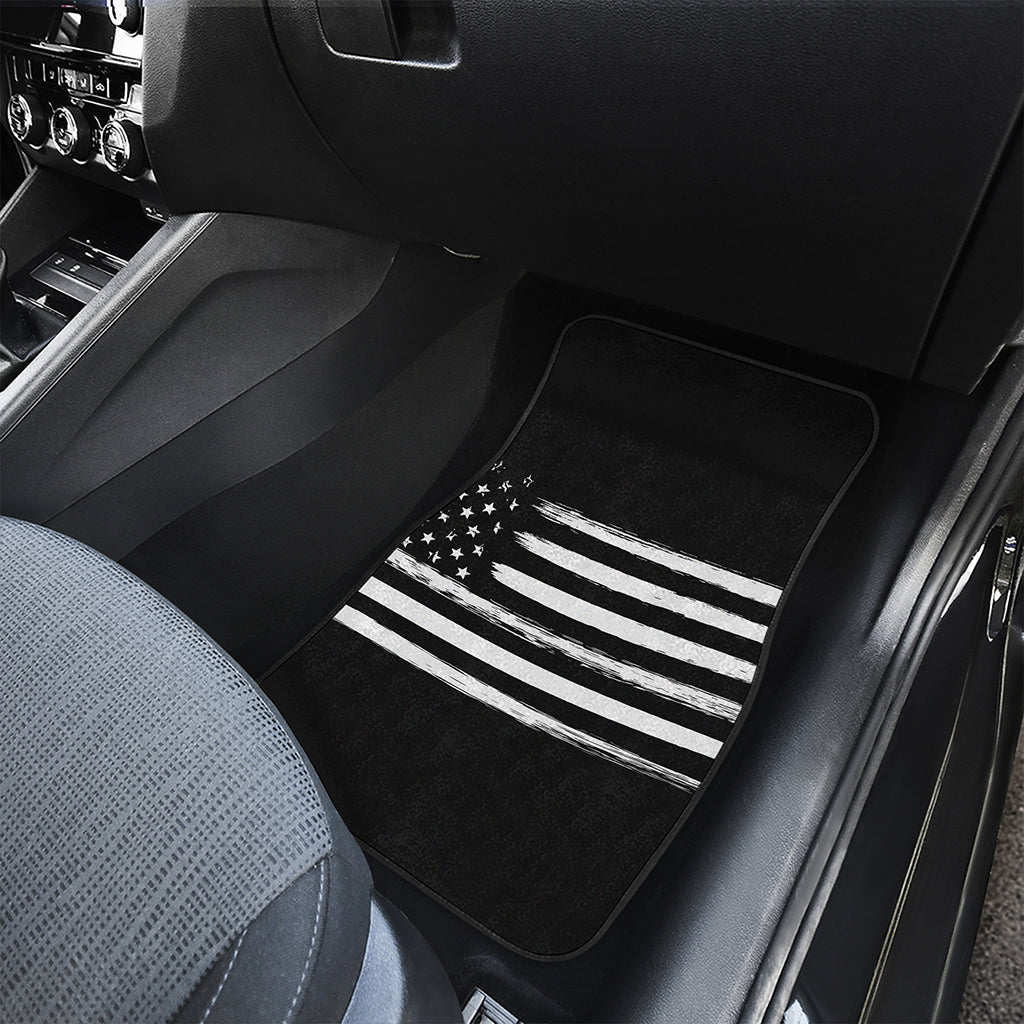 Black And White USA Flag Print Front and Back Car Floor Mats