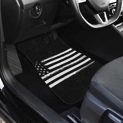Black And White USA Flag Print Front Car Floor Mats