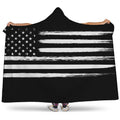 Black And White USA Flag Print Hooded Blanket
