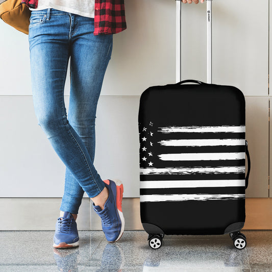 Black And White USA Flag Print Luggage Cover