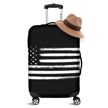Black And White USA Flag Print Luggage Cover