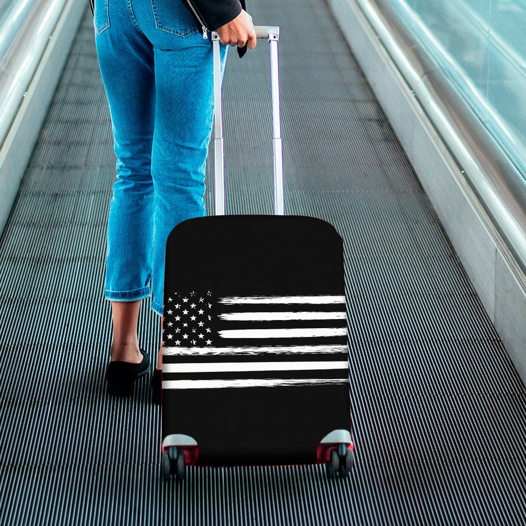 Black And White USA Flag Print Luggage Cover