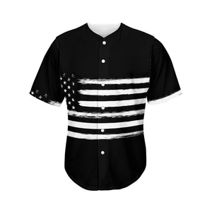 Black And White USA Flag Print Men's Baseball Jersey