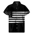Black And White USA Flag Print Men's Short Sleeve Shirt