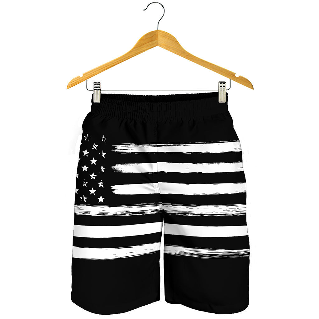 Black And White USA Flag Print Men's Shorts