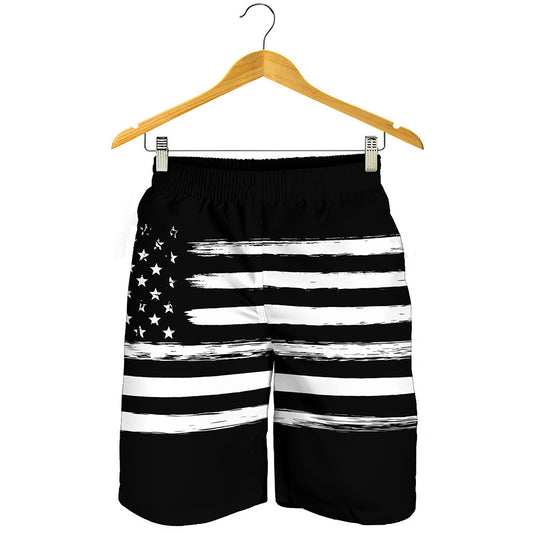 Black And White USA Flag Print Men's Shorts