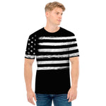 Black And White USA Flag Print Men's T-Shirt