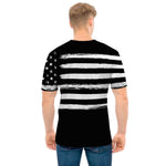 Black And White USA Flag Print Men's T-Shirt