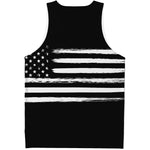 Black And White USA Flag Print Men's Tank Top