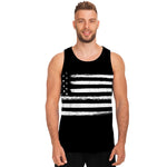 Black And White USA Flag Print Men's Tank Top